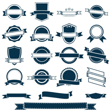 Vector banner ribbons, labels and emblemsのイラスト素材