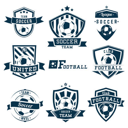 Set of soccer football logos, emblems and badgesのイラスト素材