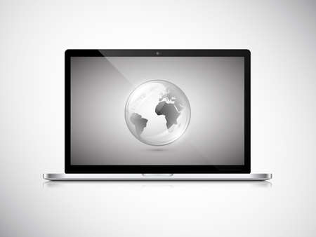 Laptop with Earth globe on screen.のイラスト素材