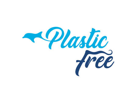 Plastic free logo with stylized dolphinのイラスト素材