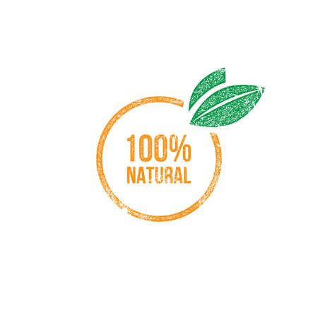 100% natural fruit stampのイラスト素材