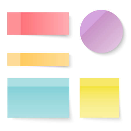 Collection of colorful paper sticky notes isolated on white backgroundのイラスト素材