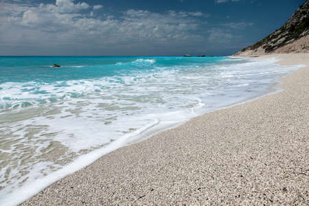 Beautiful beach with turquoise water and white sand on the island of Sardinia