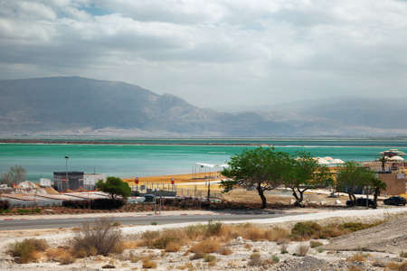 Dead sea. Salty sea shore