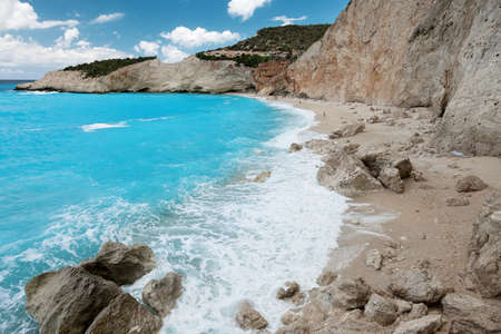 Porto Katsiki beach coast on Lefkada island, Greece.