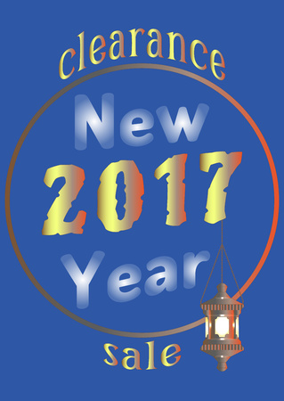 2017 New Year sale with an old lantern on chainのイラスト素材