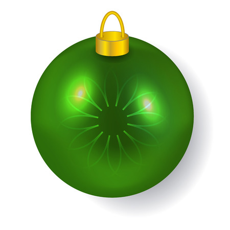 Illustration of green Christmas ball reflecting light New Year lightsのイラスト素材