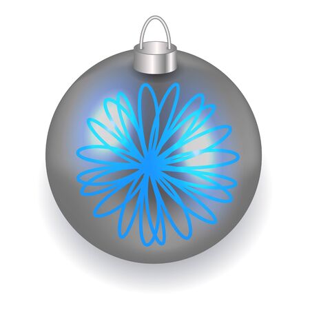Illustration of a silver Christmas ball reflecting light New Year lightsのイラスト素材
