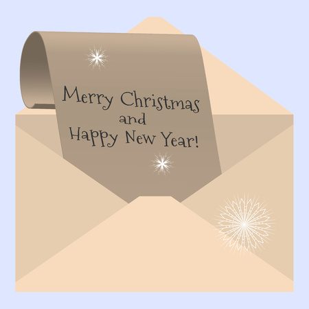 Vector illustration congratulations on Christmas and New Year - a letter from the envelopeのイラスト素材