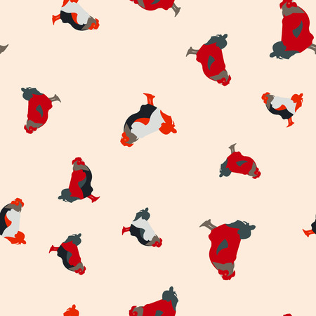 Vector illustration of a seamless pattern with full-color images of rooster, flat style.のイラスト素材
