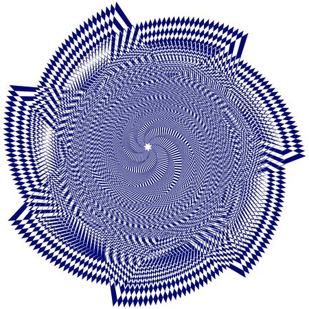 Vector illustration of blue sweeping pattern of the seven-pointed star on a white background creates an optical illusionのイラスト素材