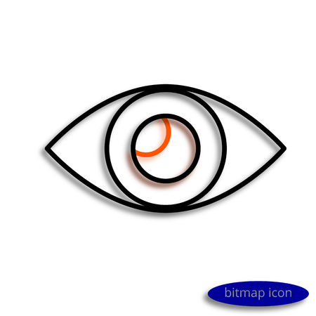 Eye drawn by lines casting shadow, graphic bitmap linear icon.の写真素材