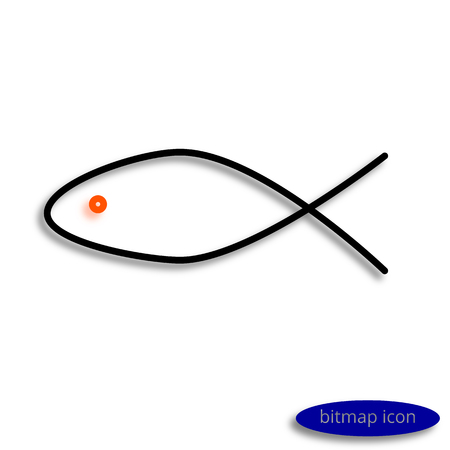 The contour of an unknown fish drawn by lines casting a shadow, a graphic bitmap linear icon.の写真素材
