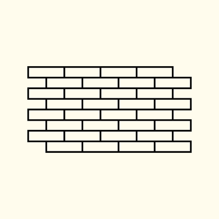Simple vector linear illustration of a brick wall, isolated bricks, flat line icon.のイラスト素材