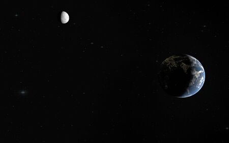 3D rendering of earth-moon, elements furnished by NASAの写真素材
