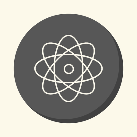 Atom and rotating electrons, a vector circular line icon with an illusion of volume, an element for your school site or bookletのイラスト素材