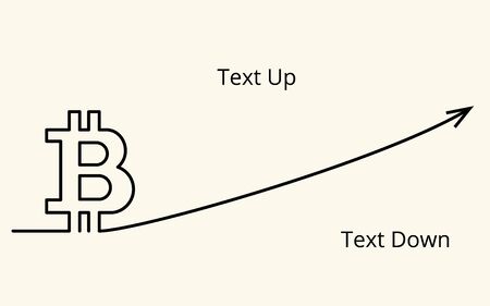 Vector line background with images of digital crypto currency symbol bitcoin, ascending chart and two places for text, for your presentation, flyer or siteのイラスト素材