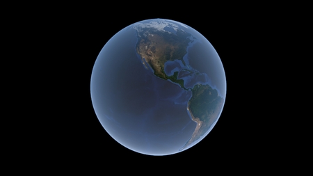 Pacific and Atlantic Oceans and North and South America on the Earth Ball, an isolated globe on a...