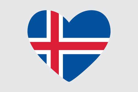 Heart in colors and symbols of the Iceland flag, vector.のイラスト素材