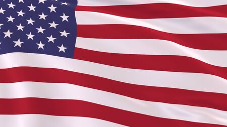 Realistic flag of USA in the wind , 3d rendering