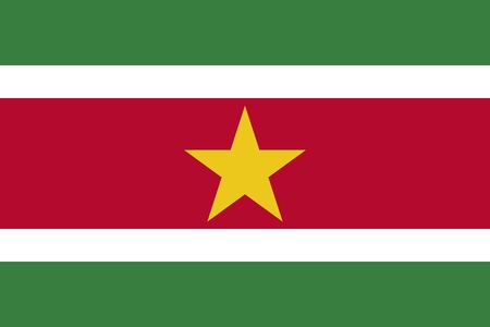 Flag of Suriname official colors and proportions, vector imageのイラスト素材