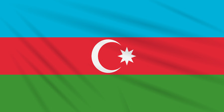 Flag Azerbaijan swaying in wind, realistic vector.のイラスト素材
