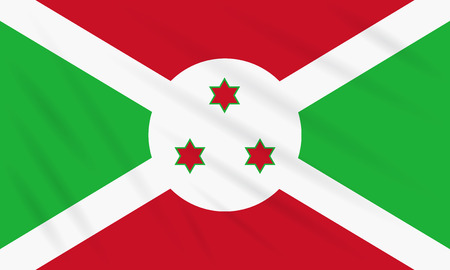 Flag Burundi swaying in wind, realistic vector.のイラスト素材