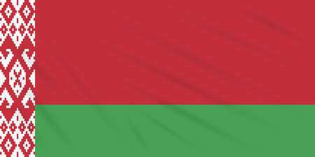 Flag Belarus swaying in wind, realistic vector.のイラスト素材