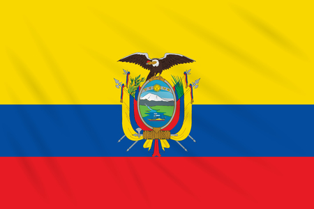 Flag Ecuador swaying in wind, realistic vector.のイラスト素材