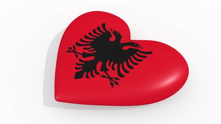 Heart in colors and symbols of Albania on white background 3D renderingの写真素材