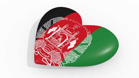 Heart in colors and symbols of Afghanistan on white background 3D renderingの写真素材