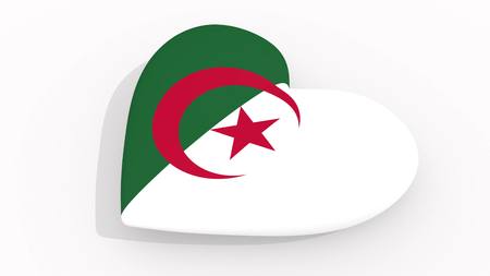 Heart in colors and symbols of Algeria on white background 3D renderingの写真素材