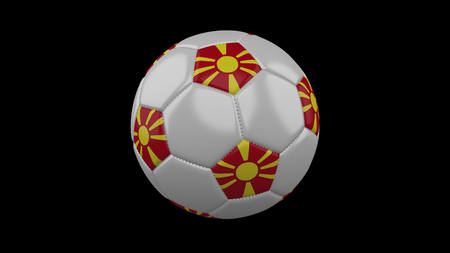 Soccer ball with the flag of Macedonia colors, 3d renderingの写真素材