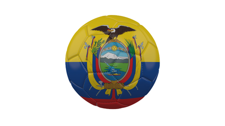 Soccer ball with Ecuador flag, isolate on a white background, 3d render.の写真素材