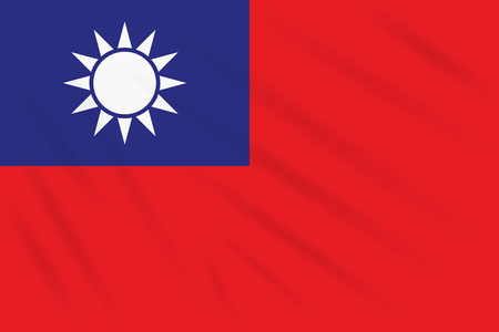 Flag Taiwan swaying in wind, realistic vectorのイラスト素材