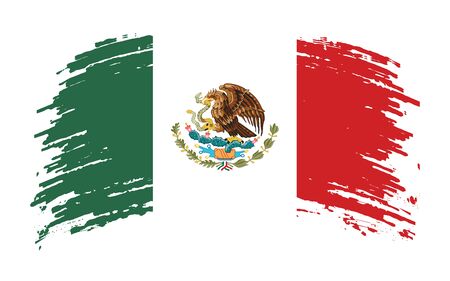 Mexican flag in grunge brush stroke, vector imageのイラスト素材