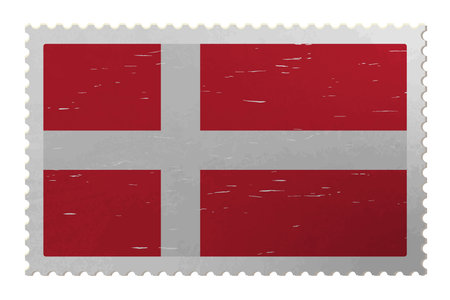 Denmark flag on shabby postage stampのイラスト素材