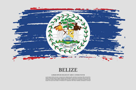 Belize flag with brush stroke effect and information text poster, vectorのイラスト素材