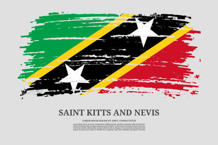 Saint Kitts and Nevis flag with brush stroke effect and information text poster, vectorのイラスト素材