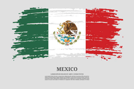 Mexico flag with brush stroke effect and information text poster, vectorのイラスト素材