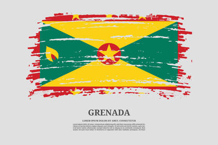 Grenada flag with brush stroke effect and information text poster, vectorのイラスト素材