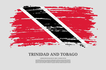 Trinidad and Tobago flag with brush stroke effect and information text poster, vectorのイラスト素材