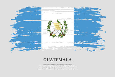 Guatemala flag with brush stroke effect and information text poster, vectorのイラスト素材