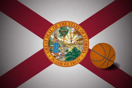 Florida US flag with basketball ball, vectorのイラスト素材