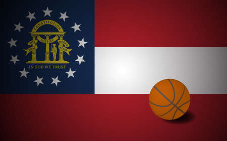 Georgia flag with realistic basketball ball, vectorのイラスト素材
