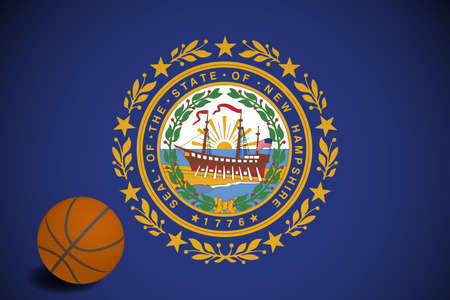New Hampshire flag with realistic basketball ball, vectorのイラスト素材
