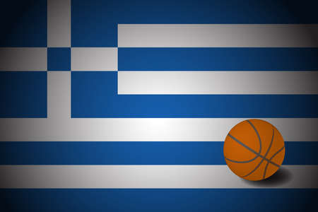Greece flag with realistic basketball ball, vectorのイラスト素材
