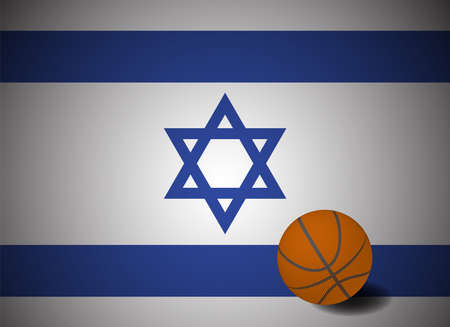 Israel flag with realistic basketball ball, vectorのイラスト素材