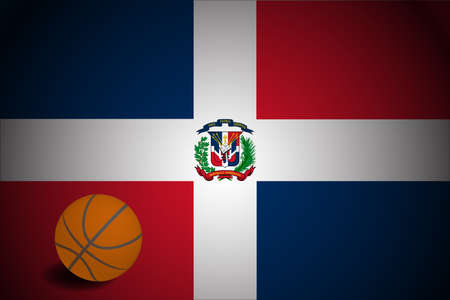 Dominican Republic flag with realistic basketball ball, vectorのイラスト素材