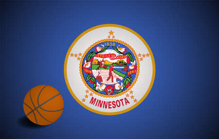 Minnesota flag with realistic basketball ball, vectorのイラスト素材